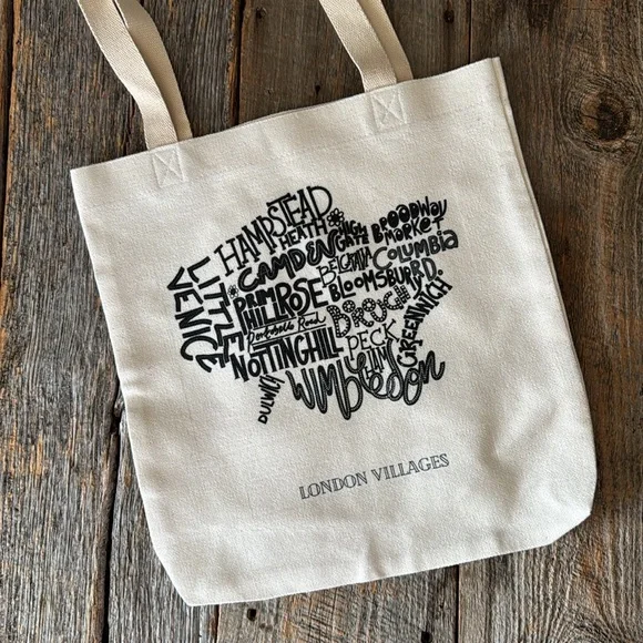 Canvas London Villages Tote Bag & London Red Bus Tea Towel - Picture 2 of 9